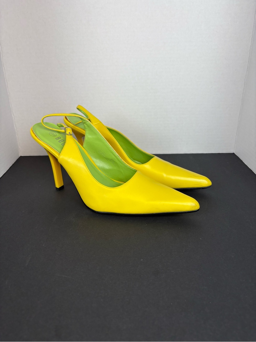 Rouge! Yellow Pointed-Toe Slingback Mules